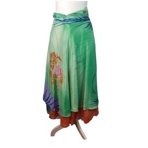 Darn Good Yarn sari silk wrap boho hippie skirt